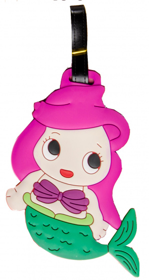 luggage label mermaid 18 x 8 cm pink