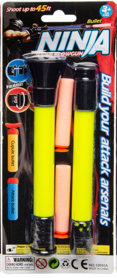 LG-Imports fúkačka so šípkami Ninja 25 cm žltá 3-dielna