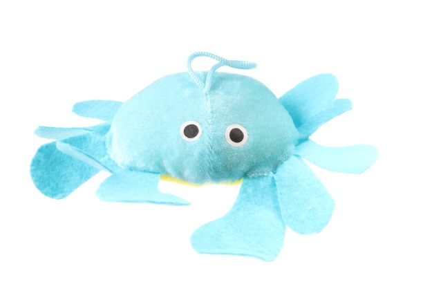 cuddly toy crab 15 cm plush light blue/yellow