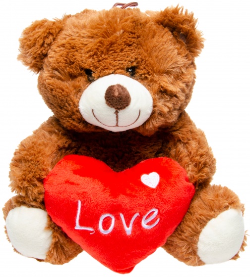 teddy bear with heart 24 cm brown