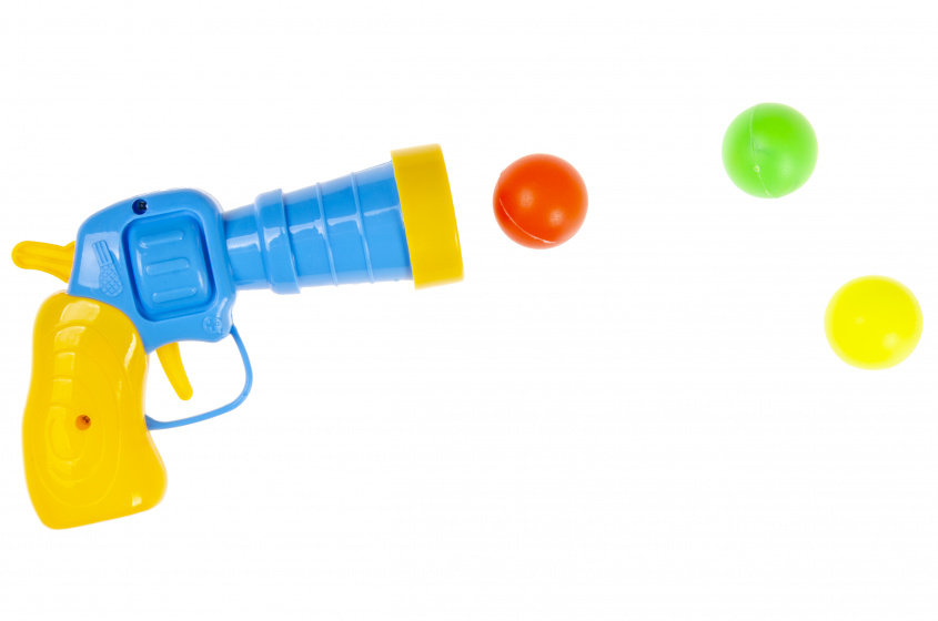 LG-Imports Lg imports pistool met ballen 13 cm geel/blauw 4 delig