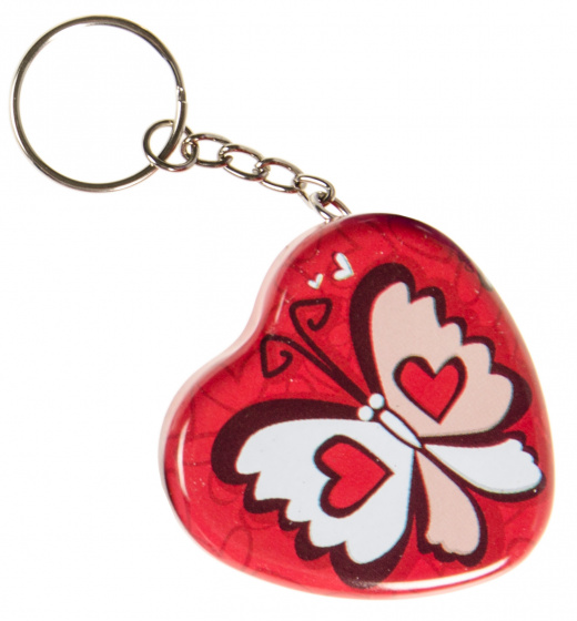 key ring Butterfly 5 x 5 x 2,5 cm steel red