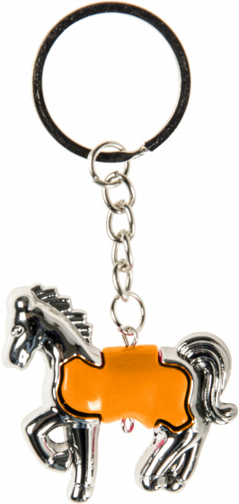LG-Imports Lg imports sleutelhanger paard junior 5 cm staal zilver/oranje