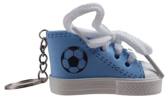 key ring sports shoe soccer 7 cm light blue
