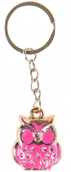 key ring owl junior 3,5 cm pink