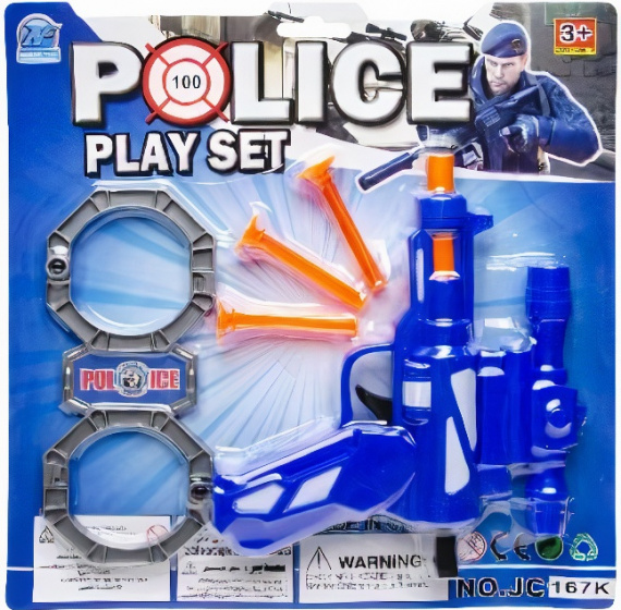 LG-Imports Lg imports speelgoedpistool police play set junior blauw 5 delig