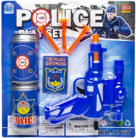 LG-Imports Lg imports speelgoedpistool police play set junior blauw 7 delig