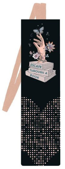 Libri_x záložka Escape kartón/elastická čierna/ružová
