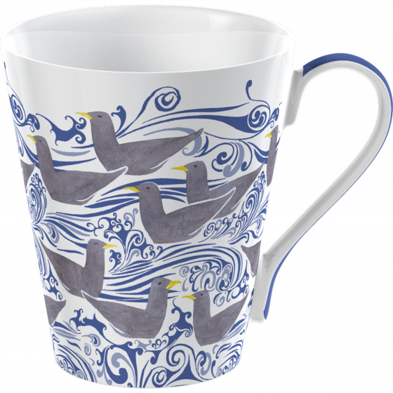 Lifetime hrnček Čajky 450 ml porcelánový modrý