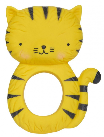 A Little Lovely Company bijtring Tijger junior 10,3 cm rubber zwart/geel A Little Lovely Company bijtring Tijger junior 10,3 cm rubber zwart/geel