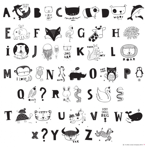 A Little Lovely Company lightbox letterset junior 6,5 cm zwart 69 delig