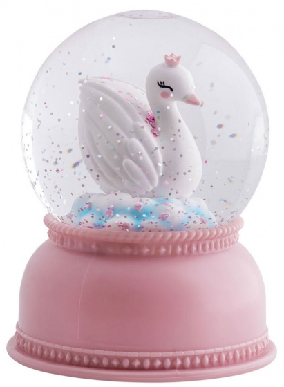 A Little Lovely Company sneeuwbol zwaan meisjes 14,5 cm acryl roze