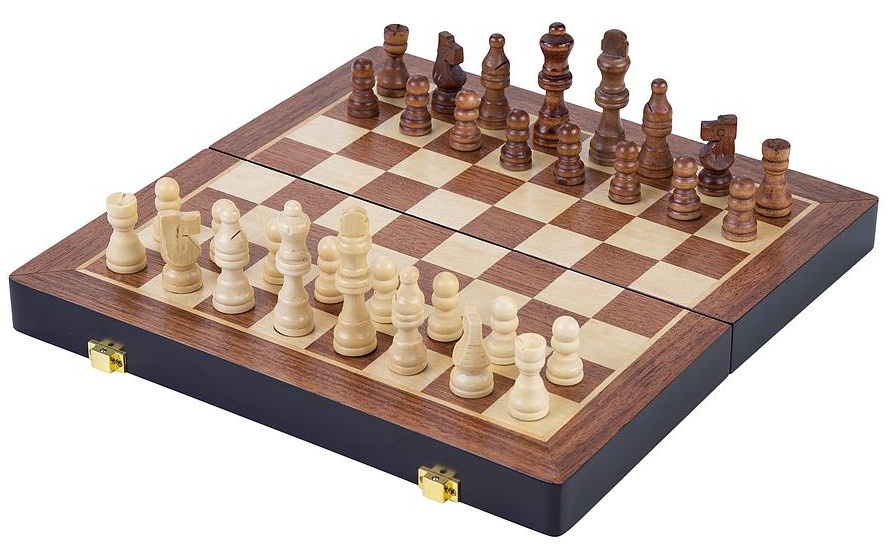 chess game deluxe foldable 30 cm wood brown