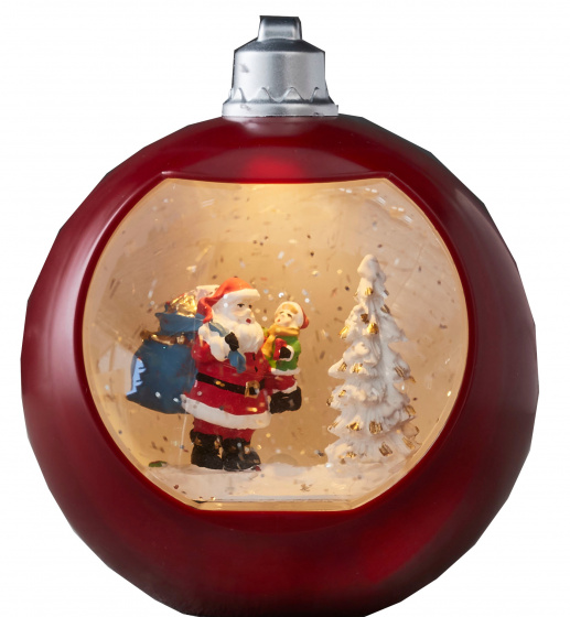 Luca Lighting snehová guľa Santa Claus led 16 x 14 cm akryl červená