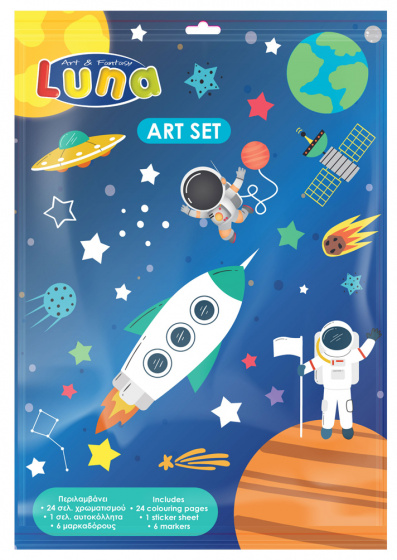 Luna kleurplaten astronaut junior papier wit 31 delig