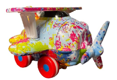 Luna propellervliegtuig regenboog junior 9 cm geel/rood