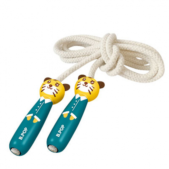Luna springtouw junior 225 cm hout wit/turquoise