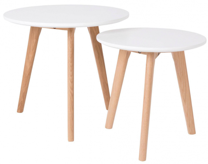 Feliz Lifestyle príručný stolík Bodinewood biely/prírodný 2 kusy