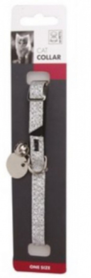 M-Pets obojok pre mačky trblietky 30 x 1,3 cm striebro