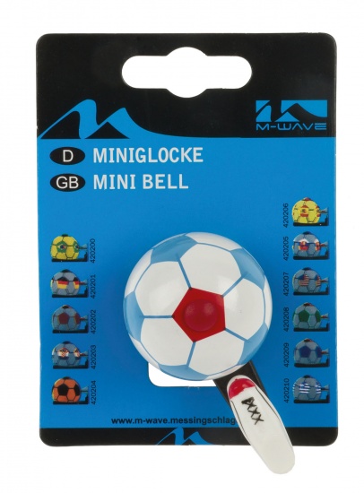 M-Wave M wave fietsbel mini voetbal wit blauw rood