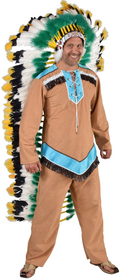 Magic Design indický oblek polyester hnedý/modrý veľ. M XXL 2dielny