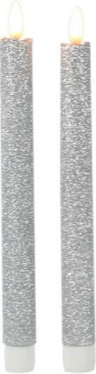 Magic Flame stolové sviečky Trblietky led 25,5 cm voskové striebro 2 kusy