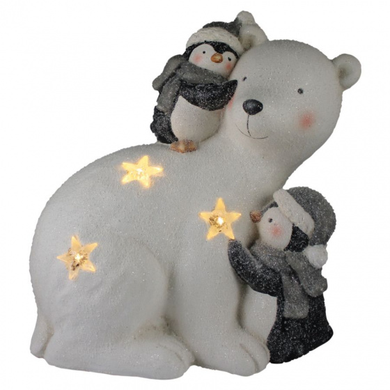Magic Lights ľadový medveď ľad 29,5 cm akryl bilo/sivá
