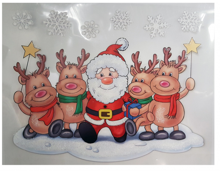 Magic Stickers samolepka na okno Santa Claus 28,5 x 34,5 cm biela / červená
