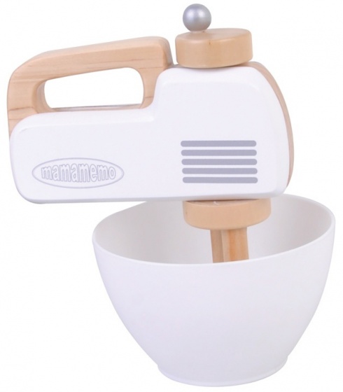 Mamamemo handmixer hout 13 x 6 x 10 cm wit