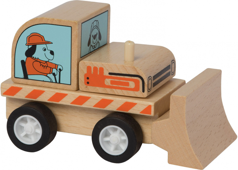 Manhattan Toy buldozér Varom Builders 10 cm drevo prírodné