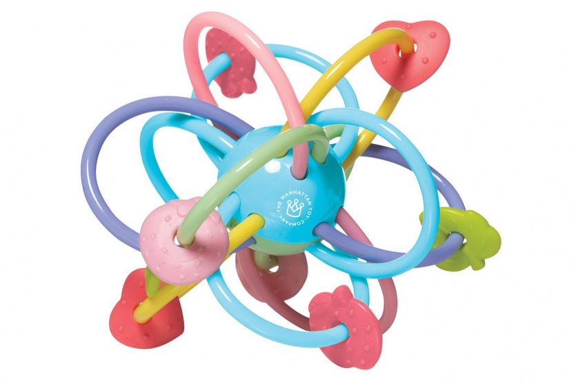 bee ball with rattle 12.7 cm silicone light blue