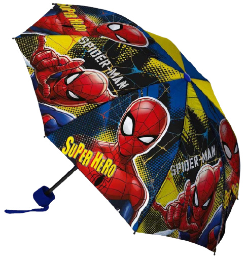 Marvel kinderparaplu spider man 52 cm polyester blauw/geel