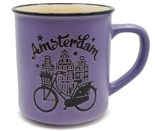 Matix mok Amsterdam Bike 300 ml keramiek paars/zwart Matix mok Amsterdam Bike 300 ml keramiek paars/zwart
