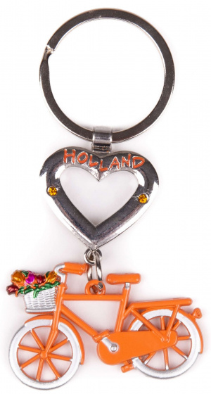 Matix sleutelhanger holland fiets 6 cm staal oranje/zilver