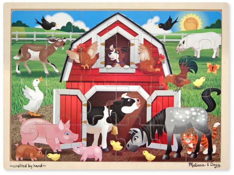 Melissa & Doug drevená skladačka barnyard kamošov 24 kusov