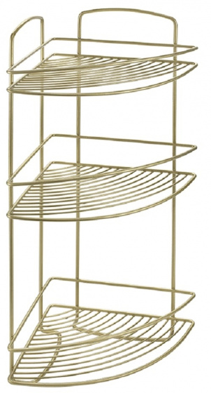 Metaltex rohová polica Onda 22 x 22 x 53 cm mosadz zlatá