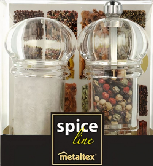 Metaltex soľnička a mlynček na korenie Spice Line transparentný akryl