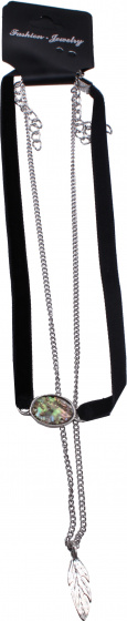 choker Flo oceľ/textil strieborná/čierna nastaviteľná