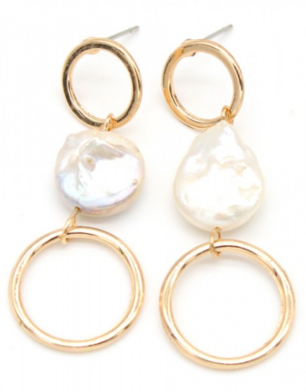 náušnice Fem 4 x 2 cm nerez zlatá