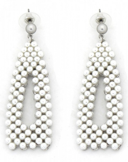 MH Bijoux earrings Femi met Parels ladies 6 x 2,5 cm stainless steel silver