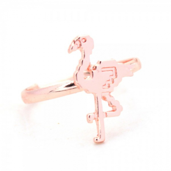 prsteň plameňák kovový ružové zlato nastaviteľný