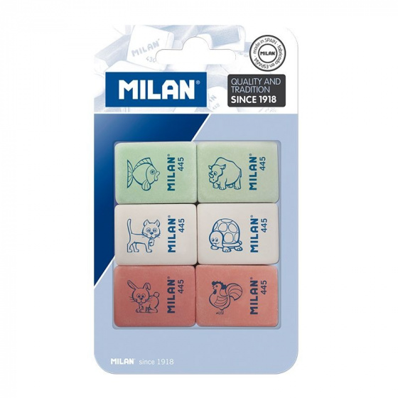 Milan gummen 445 junior 3,1 x 2,3 cm wit/roze/groen 6 stuks