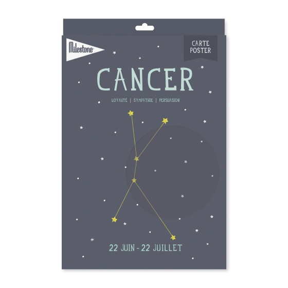 Milestone poster sterrenbeeld kreeft a4 formaat papier grijs/beige