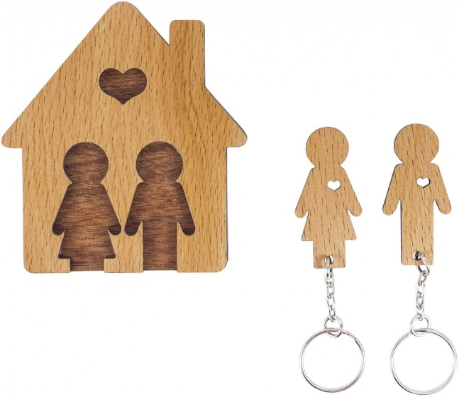 key rings 10.5 x 9 cm natural wood