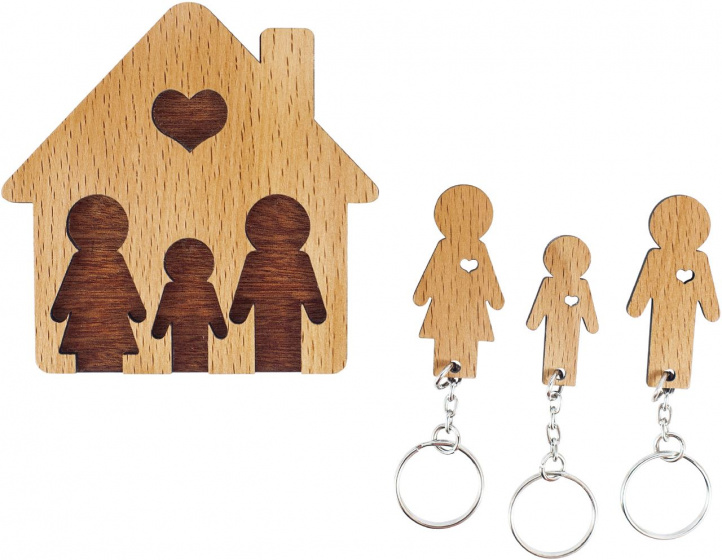 key rings 10.5 x 10 cm clear wood