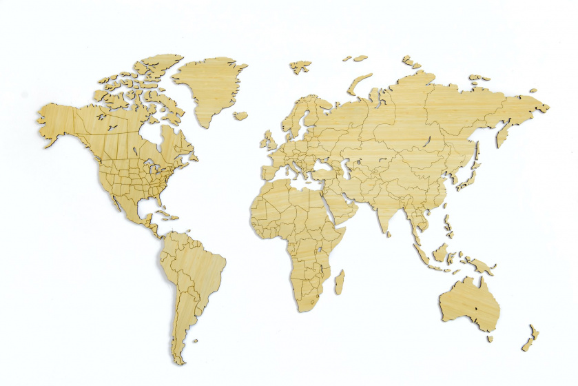 MiMi Innovations mapa sveta 130 x 78 cm bambusový prírez 17-diel