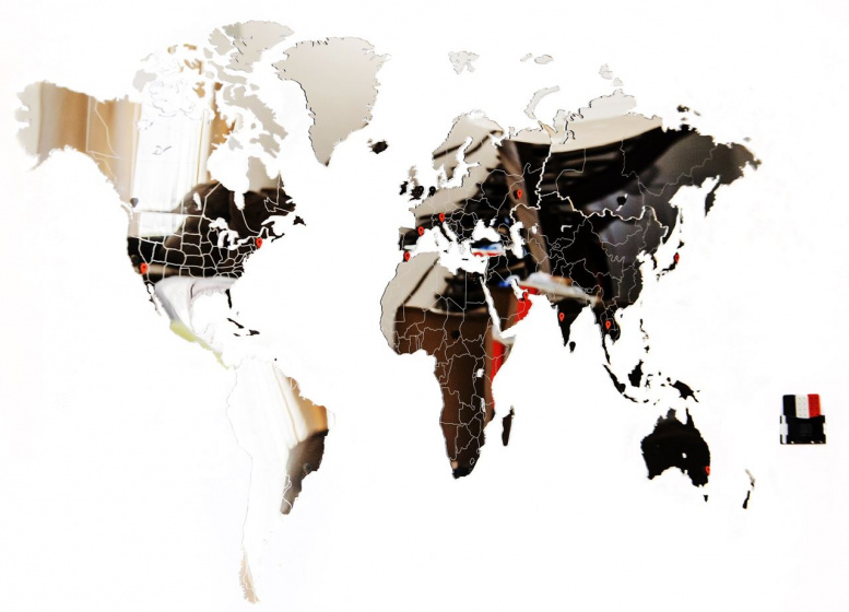 MiMi Innovations mapa sveta zrkadlo 130 x 78 cm akryl 135-dielny