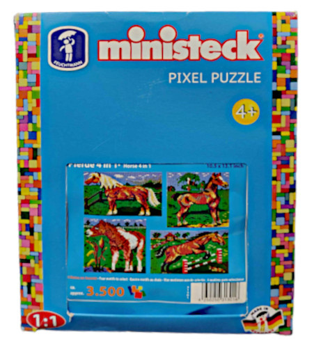 Ministeck 4 in 1 pixel puzzle paard 26,6 x 33,3 cm 3506 delig s