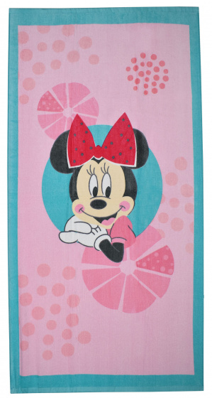 Disney strandlaken minnie mouse 70 x 140 cm katoen mintblauw/roze