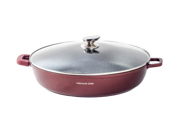 Mischler Cook sporák nízky 40 cm hliník / sklo bordó 2-diel